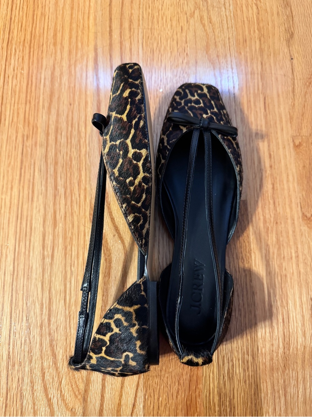 J.Crew Quinn Cutout Ballet Flats in Leopard print Calf hair - Picture 3 of 4